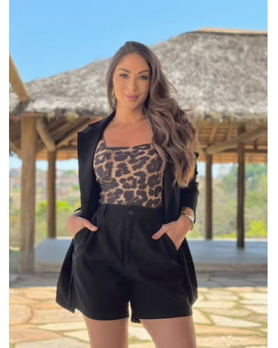 Blazer boyfriend acinturado crepe paris