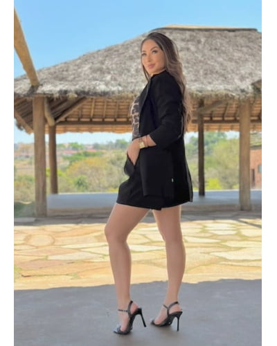 Blazer boyfriend acinturado crepe paris