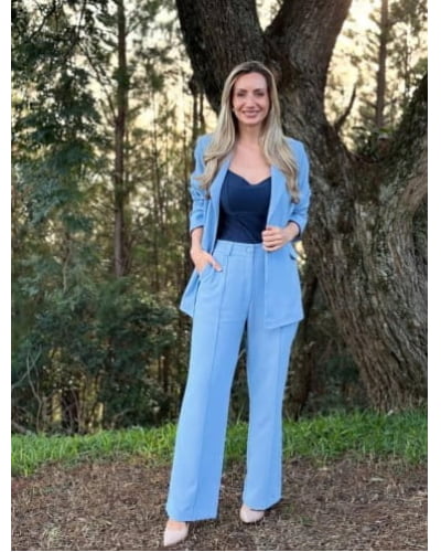 Blazer boyfriend acinturado crepe paris