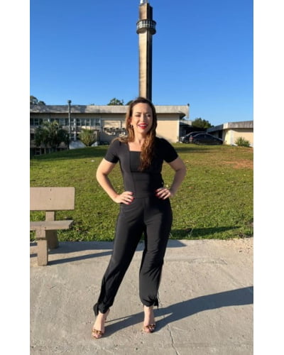 Blusa decote quadrado recortes em fluity