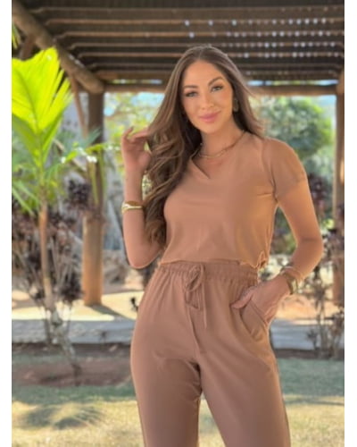 Blusa decote V em fluity