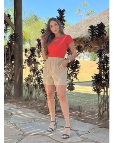 Blusa malha canelada cut out