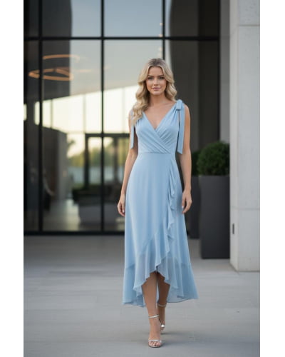 Vestido em fluity com chiffon liso Vestido em fluity com chiffon liso