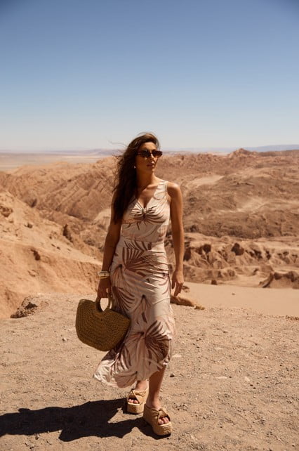 Saia em fluity com babado diagonal